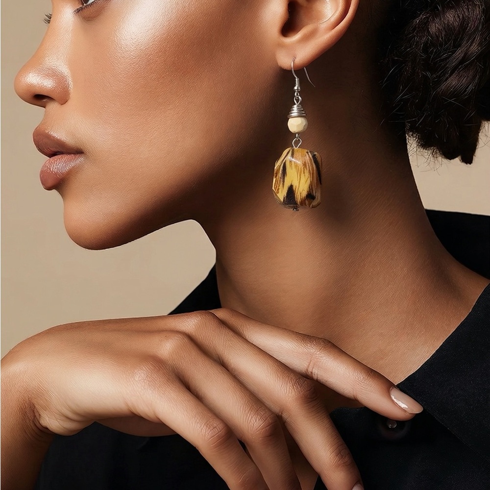 Leopard Print Drop Earrings